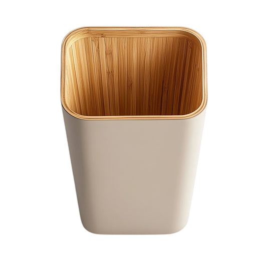 Staky Professional Waste Basket - Natural Bamboo Lining - Professional Grade Decorative Trash Can - Sustainable Minerals - Heritage Series for Bedroom & Office